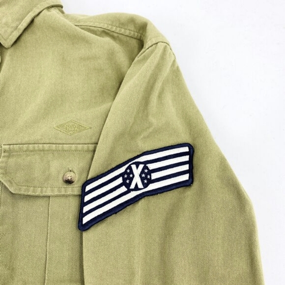 10 Deep Mens Military Style Button Down Khaki Cargo Shirt M - Picture 6 of 7